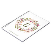 Carnet Aquarelle Bohème Floral Wreath Monogramme (Côté gauche)