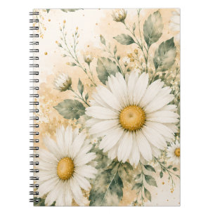 Carnet Aquarelle botanique de marguerite blanche élégante