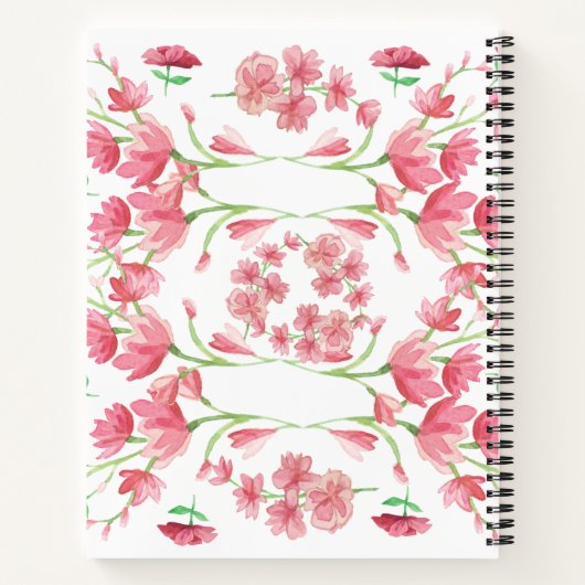Carnet aquarelle, bouquet de rose, fleur rose (Dos)