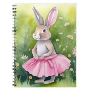 Carnet Aquarelle Bunny En Tutu Rose