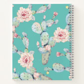 Carnet Aquarelle Cactus avec Fleurs Moderne Personnalisé (Dos)