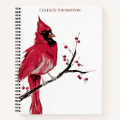 Carnet Aquarelle Cardinal rouge Personnaliser (Devant)
