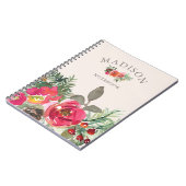 Carnet Aquarelle Chic Winter Floral Nom personnalisé (Côté gauche)