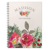 Carnet Aquarelle Chic Winter Floral Nom personnalisé (Devant)