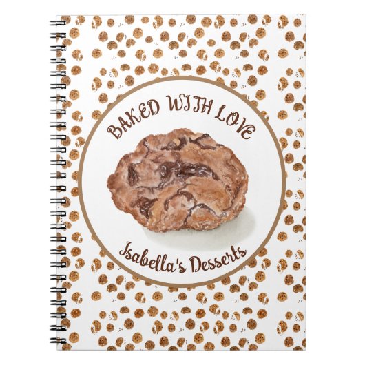 Carnet Aquarelle Chocolat Chip Cookies cuits avec amour (Devant)