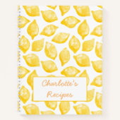 Carnet Aquarelle Citron Motif Recette personnalisée (Devant)