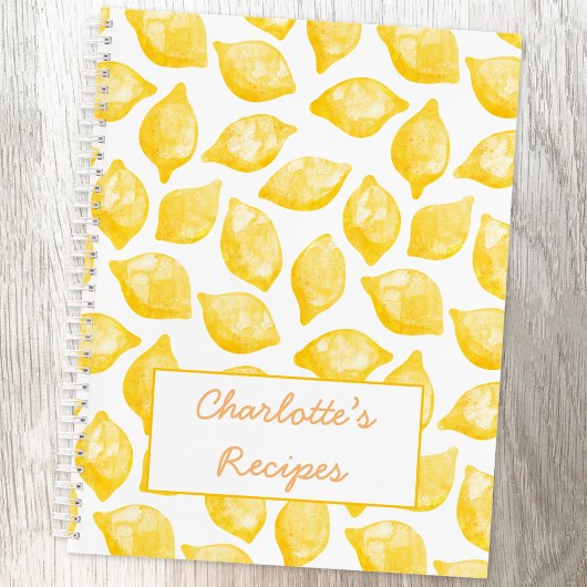 Carnet Aquarelle Citron Motif Recette personnalisée