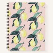 Carnet Aquarelle Citrons et Feuilles Motif jaune sans cou (Devant)