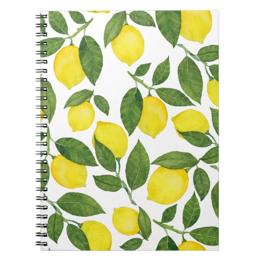 Carnet Aquarelle Citrons : Motif de fruits d'été (Devant)