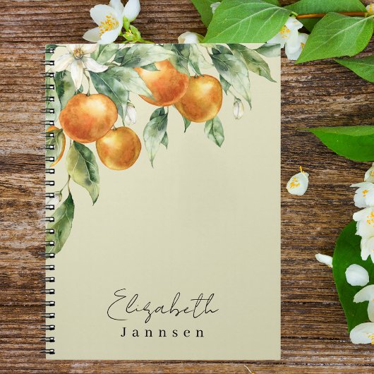 Carnet Aquarelle Citrus Floral Monogramme moderne