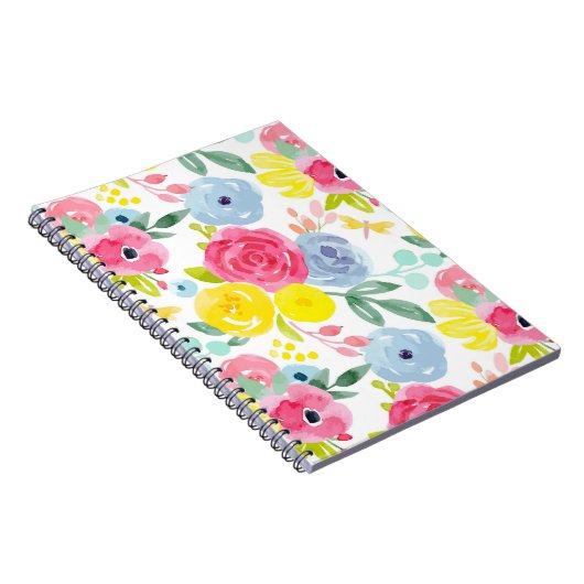 Carnet Aquarelle colorée brillante Motif floral (Côté Droit)
