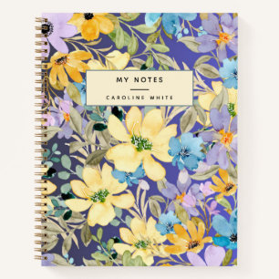 Carnet Aquarelle colorée Floral Personnalisé