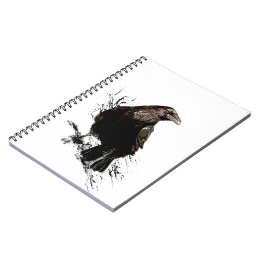 Carnet Aquarelle Corbeau Oiseau Art animal (Côté gauche)