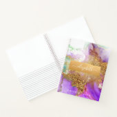 Carnet Aquarelle couleur agate chic glam or violet aqua v (Intérieur)
