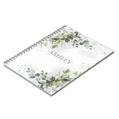 Carnet Aquarelle couleur bleu Dusty Nom personnalisé (Côté gauche)