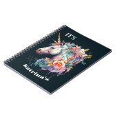 Carnet Aquarelle couleur violet magique florale Unicorne (Côté gauche)