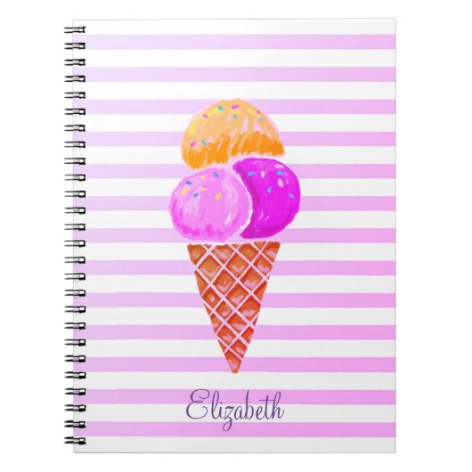 Carnet Aquarelle Crème glacée, Rayé (Devant)