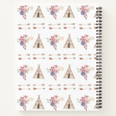 Carnet Aquarelle Cute Floral Boho Teepee Personnalisé (Dos)