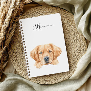 Carnet Aquarelle Cute Peeking Golden Personnalisé