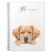 Carnet Aquarelle Cute Peeking Golden Personnalisé (Devant)