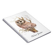 Carnet Aquarelle Cute Saw Whet Owl Bird Nom personnalisé (Côté Droit)
