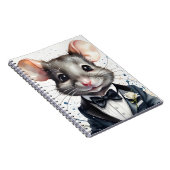 Carnet Aquarelle Cute Souris Tuxedo Black Bow Cravate Fle (Côté Droit)