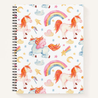 Carnet Aquarelle Cute Unicorne Composition primaire
