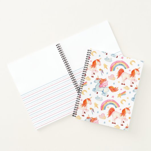 Carnet Aquarelle Cute Unicorne Composition primaire (Intérieur)