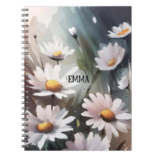 Carnet Aquarelle Daisées Nom personnalisé Texte