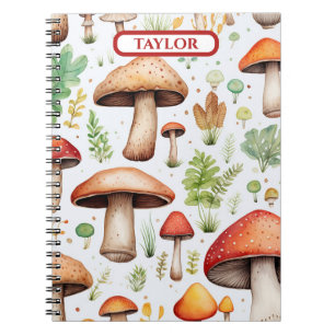 Carnet Aquarelle de champignons mignons Forêt rustique