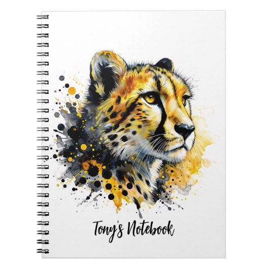 Carnet Aquarelle de Cheetah Gold Plaque d'encre noire (Devant)