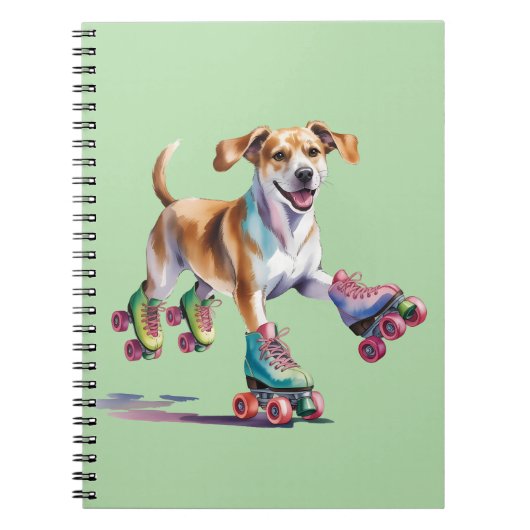 Carnet Aquarelle de chien sur roulettes (Devant)