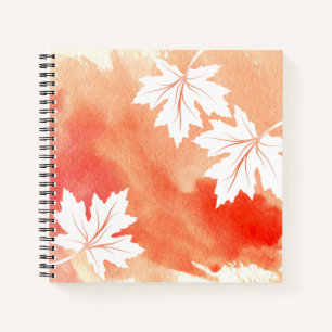 Carnet Aquarelle de corail moderne et feuilles d'érable b