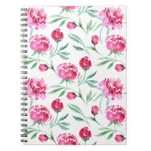 Carnet Aquarelle de fleur de pivoine rose transparente mo