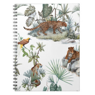 Carnet Aquarelle de la jungle léopard Scène tropicale
