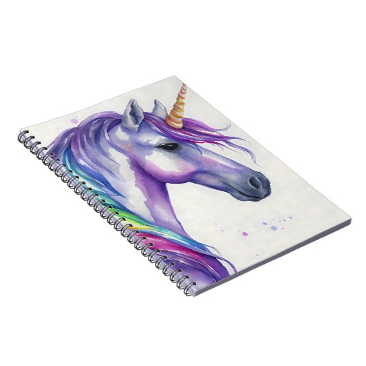 Carnet Aquarelle de la licorne de l'Imaginaire pourpre et (Côté Droit)