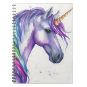 Carnet Aquarelle de la licorne de l'Imaginaire pourpre et (Devant)