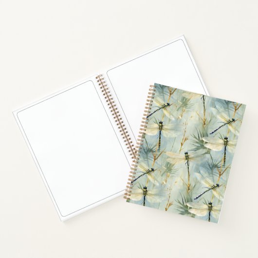 Carnet Aquarelle de libellule paisible de style spirale (Intérieur)