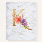 Carnet Aquarelle de marbre moderne Golden Monogram LETTRE (Devant)