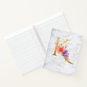 Carnet Aquarelle de marbre moderne Golden Monogram LETTRE