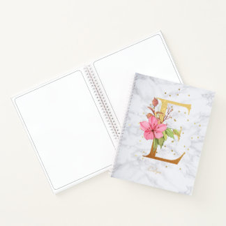Carnet Aquarelle de marbre moderne Golden Monogram LETTRE