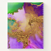 Carnet Aquarelle de marbre or violet aqua vert monogramme (Dos)