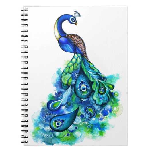 Carnet Aquarelle de paon (Devant)