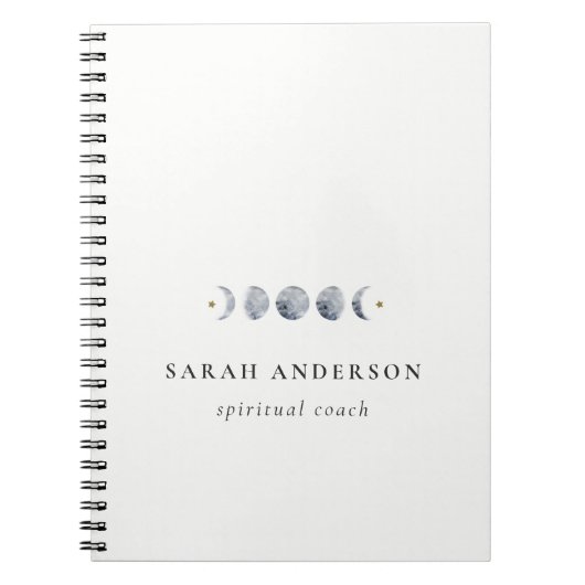 Carnet Aquarelle de phase de lune céleste grise simple (Devant)