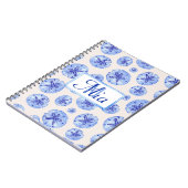 Carnet Aquarelle de sable bleu dollar-nom monogramme pers (Côté gauche)