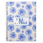 Carnet Aquarelle de sable bleu dollar-nom monogramme pers (Devant)