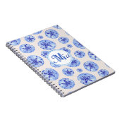 Carnet Aquarelle de sable bleu dollar-nom monogramme pers (Côté Droit)
