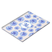 Carnet Aquarelle de sable bleu dollar-nom monogramme pers (Côté gauche)