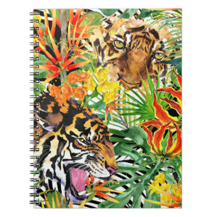 Carnet Aquarelle de tigre tropical Motif de jungle