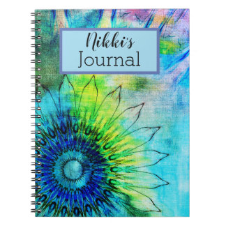 Carnet Aquarelle de tournesol de néon personnalisée